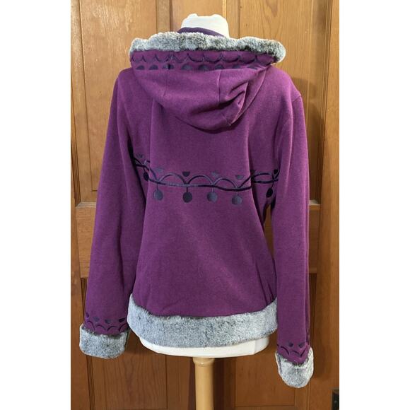 Disney Frozen Broadway Musical Jacket Fur Hoodie Sz XL Purple Embroidered - Picture 2 of 12